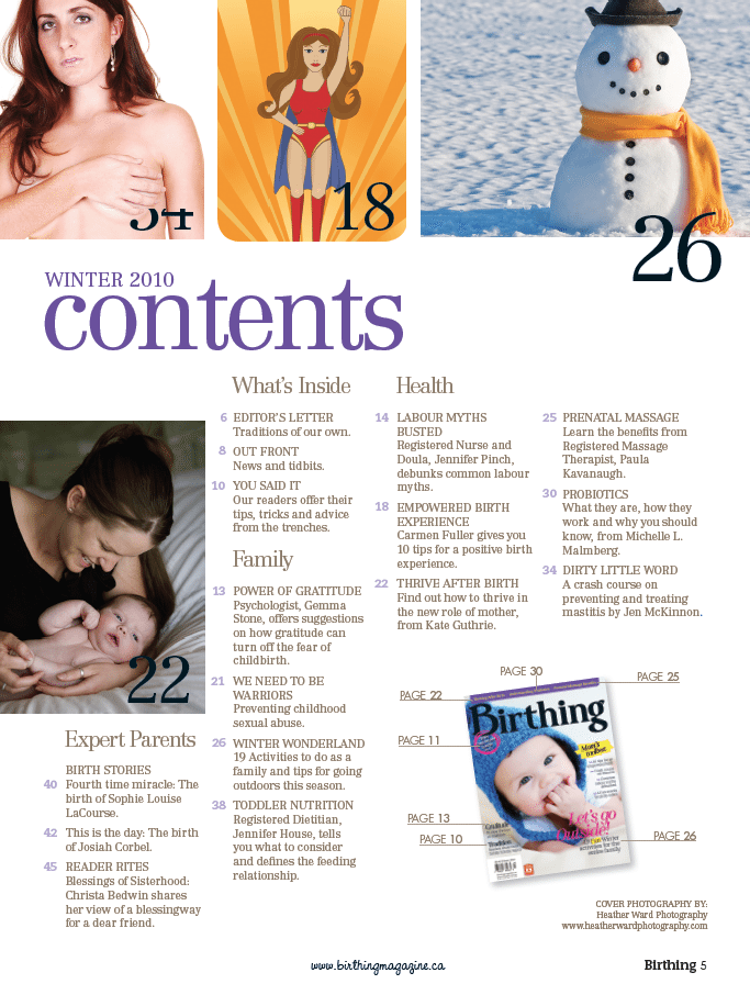 Birthing Magazine 2010 Winter Content