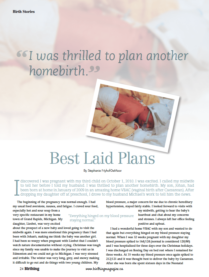 Birthing Magazine 2013 Fall Homebirth