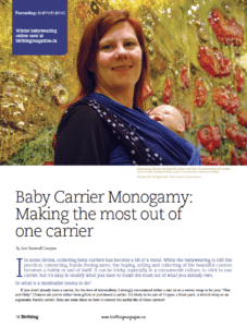 Birthing Magazine 2013 Winter : Spring Baby Carrier