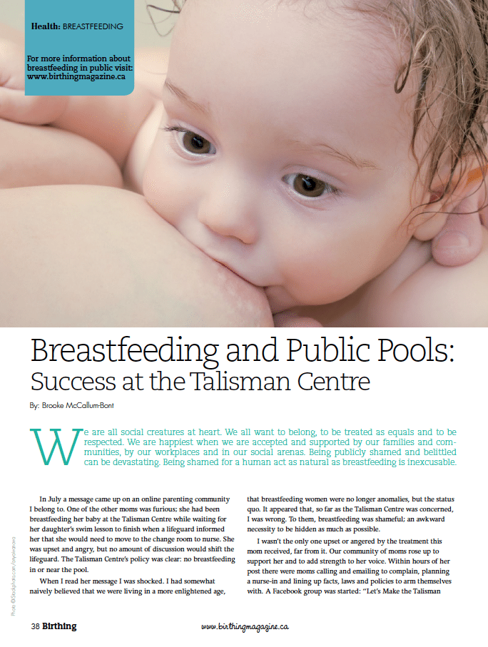 Birthing Magazine 2013 Winter : Spring Breastfeeding in a Public Pool