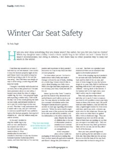 Birthing Magazine Winter / Spring 2011 Car Seat