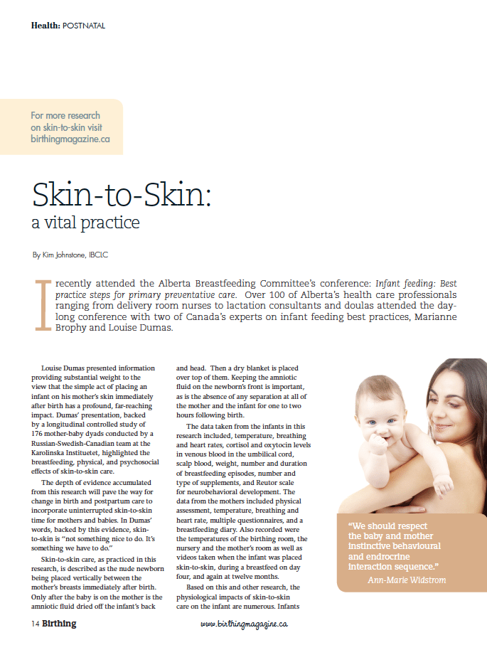 Birthing Magazine Winter / Spring 2011 Skin To Skin