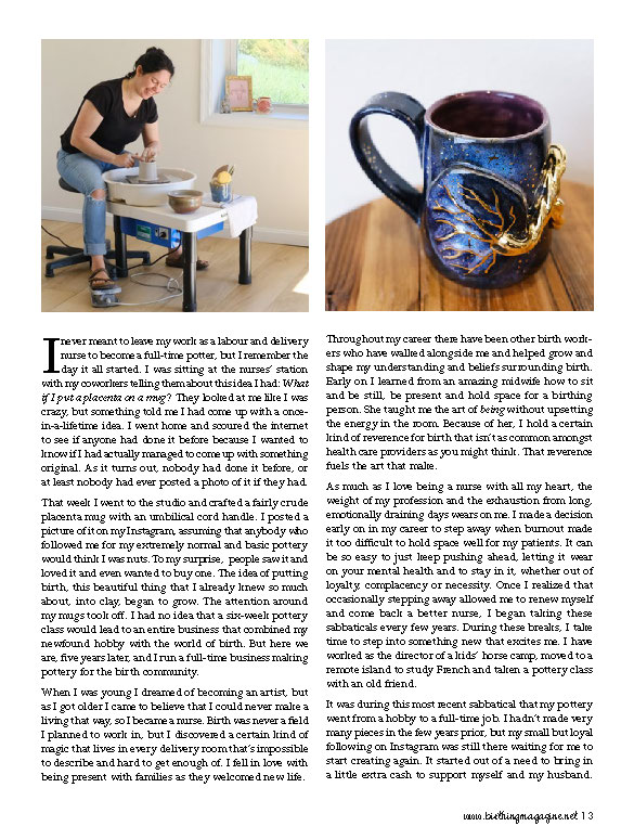 Placenta pottery article sample page